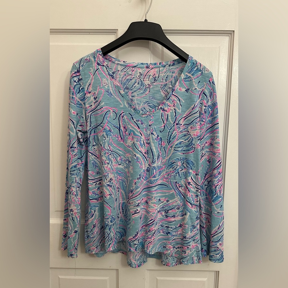 Lilly Pulitzer Etta Long Sleeve Bayside Blue Under The Moon - Picture 3 of 10